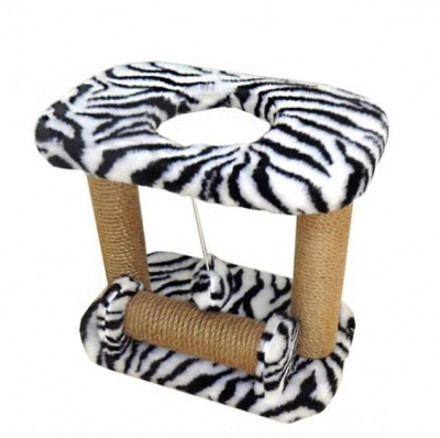 Когтеточка Меридиан игровая, джут (37*24*34) зебра, д/котят