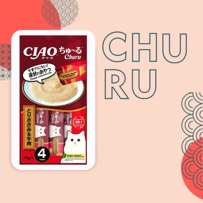 Inaba Ciao Churu 4*0,014кг Курица с говядиной лакомство-пюре для кошек Inaba Ciao Churu 4*0,014кг Курица с говядиной лакомство-пюре для кошек фото