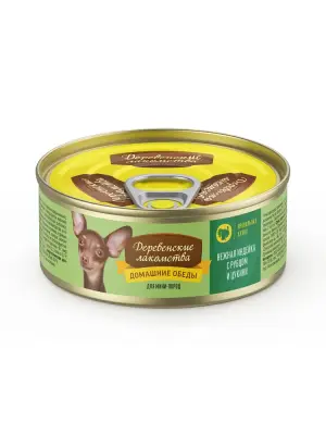 Деревенские лакомства Домашние обеды 0,1кг нежная индейка с рубцом и цукини консервы для собак (76135443) фото