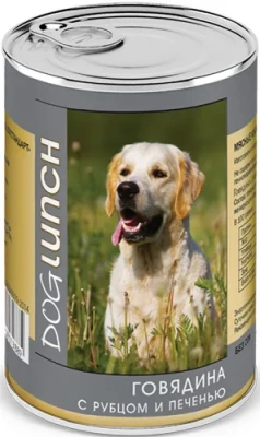 Дог Ланч 0,41кг паштет говядина с рубцом и печенью консервы для собак (72875) фото