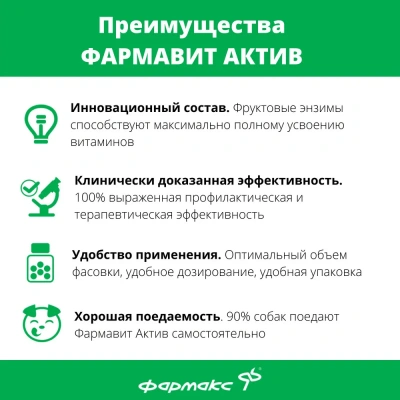 Фармавит Актив С-СМ 90таб. 0,045кг витаминно-минеральный комплекс для собак мелких пород и щенков фото Фармавит Актив С-СМ 90таб. 0,045кг витаминно-минеральный комплекс для собак мелких пород и щенков фото