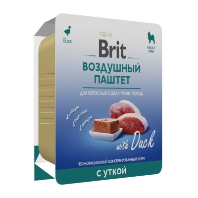 Brit 0,1кг Воздушный паштет утка для взрослых собак мини пород, ламистер (5060993) фото
