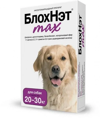 БлохНэт max капли 3мл (1доза) от блох и клещей 20-30кг для собак (ЛИЦЕНЗИЯ) БлохНэт max капли 3мл (1доза) от блох и клещей 20-30кг для собак (ЛИЦЕНЗИЯ)
