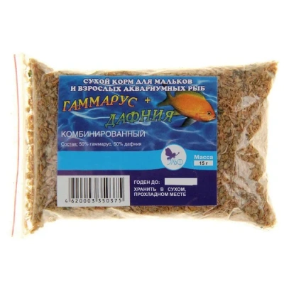 Эльф 0,015кг корм для рыб Комбинированный (Дафния+Гаммарус) измельченный Эльф 0,015кг корм для рыб Комбинированный (Дафния+Гаммарус) измельченный