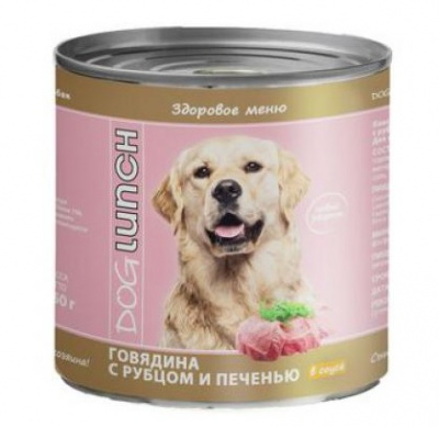 Дог Ланч 0,75кг консервы для собак говядина с рубцом и печенью в соусе фото