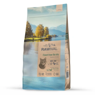RAWIVAL Finest from the Sky утка и индейка для взрослых кошек, 1,7 кг фото