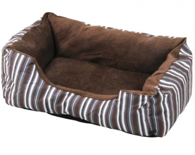 Лежанка (Pawise) 12307 для собак плюш коричневая полоска с бортами 50см (1/6) фото