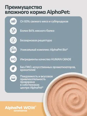AlphaPet WOW (АльфаПет) 0,085кг пауч цыпленок паштет для беременных, кормящих собак и щенков (655360) фото