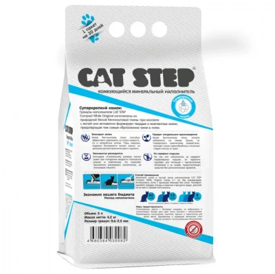 Наполнитель (Cat Step) Compact White Original 5л (4.20кг) минеральный комкующийся для кошек фото