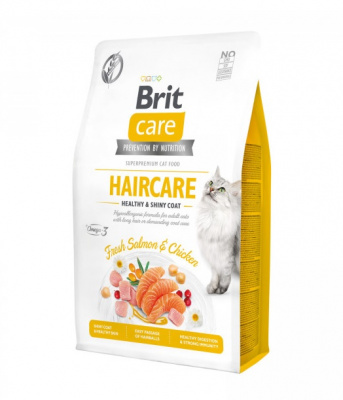 Brit Care Cat GF Haircare Healthy & Shiny Coat 2кг сухой красивая кожа и шерсть для взрослых кошек (540884)