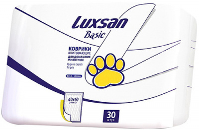 Пеленки (Luxsan) Коврики Basic для животных 40х60 30шт/уп (8) фото