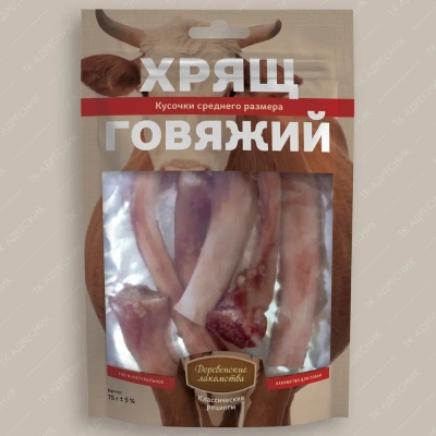 Деревенские лакомства 0,075кг хрящ говяжий средний размер для собак (72500040) Деревенские лакомства 0,075кг хрящ говяжий средний размер для собак (72500040)