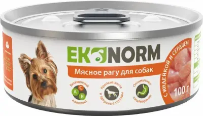 618101002 Корм влажный для собак EKONORM "Мясное рагу с индейкой и сердцем", 100 г
