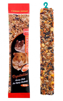 Мистер Алекс 80г, овощи медовая палочка для грызунов