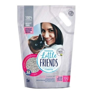 Наполнитель (Little Friends) 5л Тофу Carbon комкующийся, с углем фото