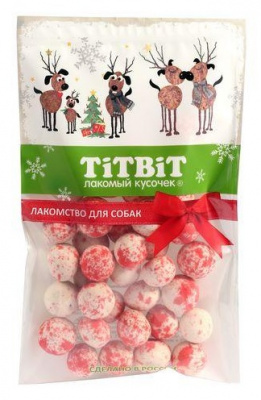 TiTBiT 0,07кг конфеты мясные с клюквой для собак (Новогодняя коллекция) 