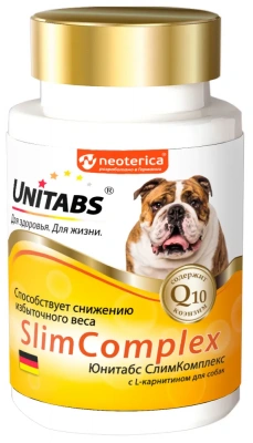 Unitabs 100таб./150гр SlimComplex Q10 витаминно-минеральная добавка для снижения избыточного веса для собак фото