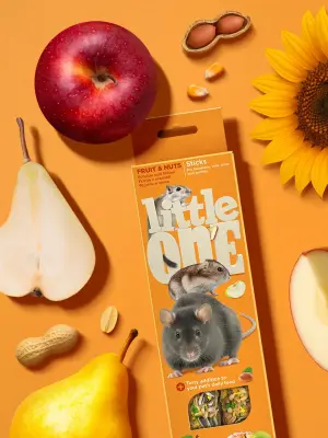 Little One 0,06кг*2шт Палочки для хомяков, крыс, мышей и песчанок с фруктами и орехами фото