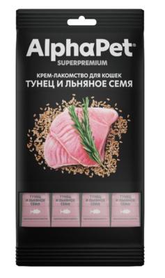 AlphaPet Superpremium (АльфаПет) 0,048кг крем-лакомство тунец льняное семя для кошек (654790) фото