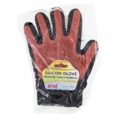 Перчатка (ZooOne) силиконовая с шипами на руку малая, красная фото