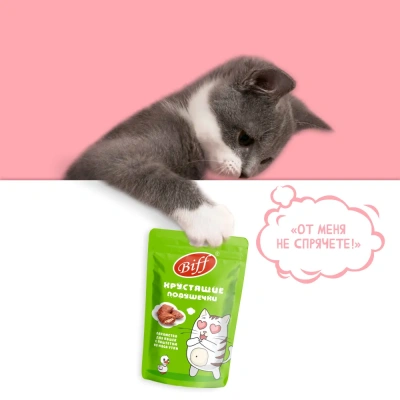 Biff 0,06кг хрустящие подушечки с паштетом из утки для кошек фото