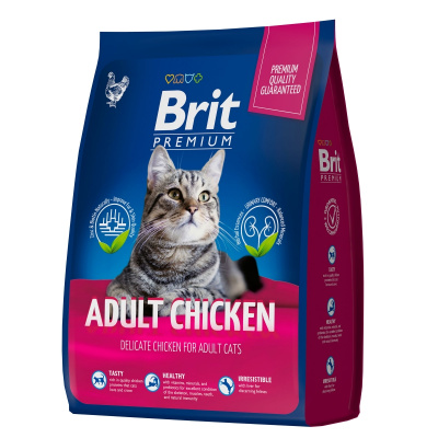 Brit Premium Cat 2кг Adult Chicken курица сухой корм для кошек (5049646) фото