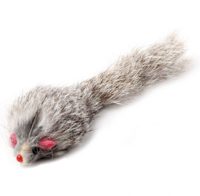 Keiko И6 Игрушка для кошек Мышка натуральный мех Серая 10см (1/10)