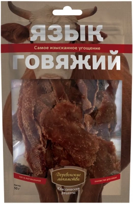 Деревенские лакомства 0,05кг язык говяжий для собак (72500071) фото Деревенские лакомства 0,05кг язык говяжий для собак (72500071) фото