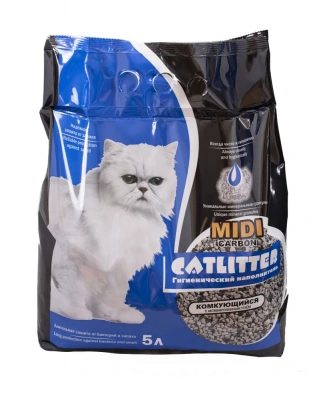 Наполнитель (Catlitter) 5л carbon midi комкующийся для кошек фото