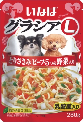 RGL-42 (GL) Inaba Gracia L 0,280кг*6шт Куриное филе с говядиной и 5 видами овощей полнорационный пауч для собак (Шоу-бокс) фото