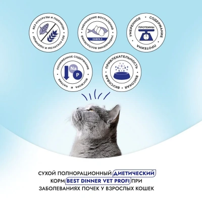Best Dinner Vet Profi Renal 1,5кг сухой при острой или хронич. болезни почек у взрослых кошек (406319) фото