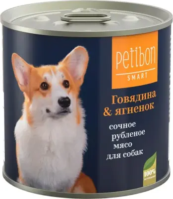 317141001 Корм влажный для собак Petibon Smart "Рубленое мясо с говядиной и ягненком", 240 г