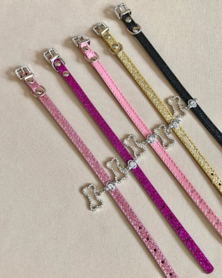 Ошейник Люкс "Косточка" розовый 1*28см