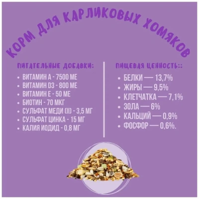 Little One 0,4кг Корм для карликовых хомячков фото Little One 0,4кг Корм для карликовых хомячков фото
