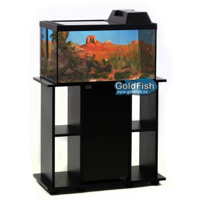 Террариум Голдфиш 35л (38,5*34*28,4) с черной крышкой и диод.лампой Тер35F Е14 чер