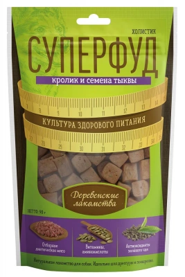 Деревенские лакомства 0,09кг Суперфуд кролик и семена тыквы для собак (711908)                           фото Деревенские лакомства 0,09кг Суперфуд кролик и семена тыквы для собак (711908)                           фото