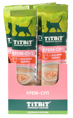 TiTBiT крем-суп с кусочками индейки для кошек (10 г х 4 упак)