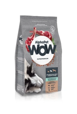 AlphaPet WOW (АльфаПет) 2кг с ягненком и бурым рисом сухой для собак средних пород с чувствительным пищеварением (651560) фото