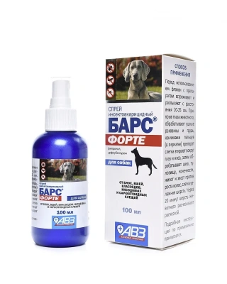 Барс Форте (АВЗ) 100мл спрей инсектоакарицидный для собак (ЛИЦЕНЗИЯ) фото Барс Форте (АВЗ) 100мл спрей инсектоакарицидный для собак (ЛИЦЕНЗИЯ) фото