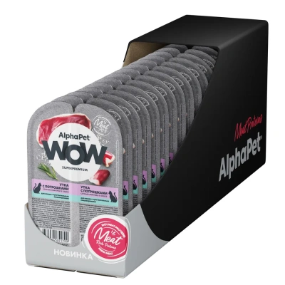 AlphaPet WOW (АльфаПет) 0,08кг утка с потрошками сочные ломтики в соусе для кошек c чувствительным пищеварением (651799) фото