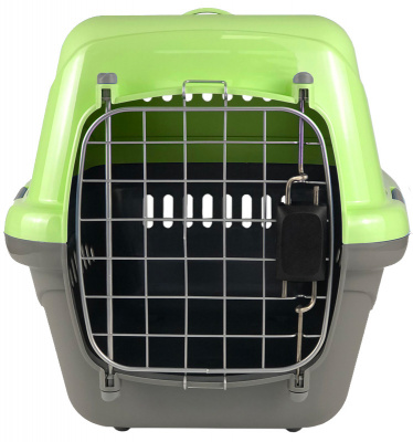 Переноска (Зооэкспресс) 18413 для животных "Турне" L АВИА с металлической дверцей 54.5*36*34 см зеленая фото