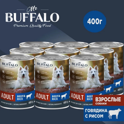 Баффало (Mr.Buffalo) Adult Dog 0,4кг говядина и рис консервы для собак B402 (790426) фото