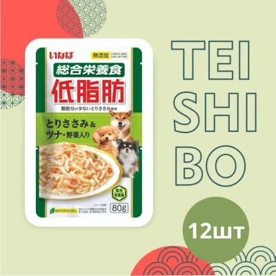 RD-08 Inaba Teishibo 0,08кг*12шт Куриное филе и тунец Кацуо с овощами пауч для собак (Шоу-бокс) фото