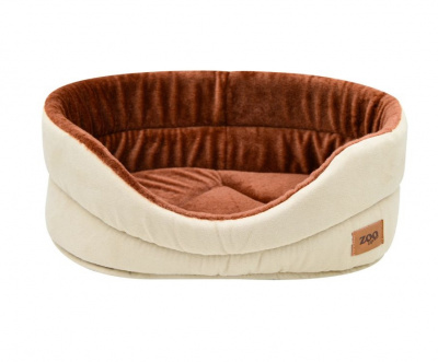 Лежанка (Зооэкспресс) Classic искусственная замша, плюш №4 кремовая, 53*38*18 см 