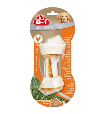 Косточка (8in1) жевательная Delights М с курицей для средних и крупных собак, 14.5см, 65г (2434) фото Косточка (8in1) жевательная Delights М с курицей для средних и крупных собак, 14.5см, 65г (2434) фото
