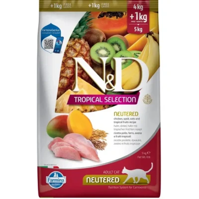Farmina (Фармина) N&D Tropical Selection Cat 4+1кг курица для стерилизованных кошек и кастрированных котов Farmina (Фармина) N&D Tropical Selection Cat 4+1кг курица для стерилизованных кошек и кастрированных котов фото