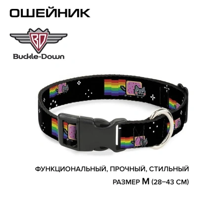 Ошейник (Buckle-Down) Нян Кэт черный с пластиковой застёжкой 28-43 см Ошейник (Buckle-Down) Нян Кэт черный с пластиковой застёжкой 28-43 см фото
