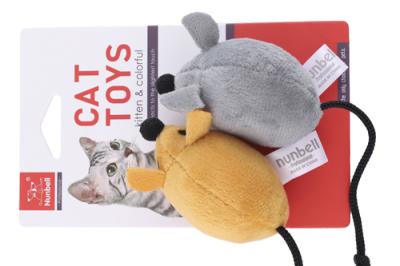 Игрушка (Nunbell) набор Мышки 2шт с кошачьей мятой 18/7.5х5х4см для кошек фото