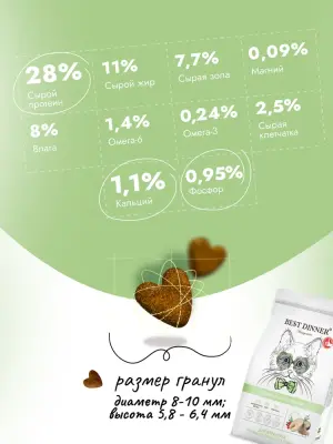 Best Dinner Monoprotein Sterilised 1,5кг белая рыба с киноа сухой для стерилизованных кошек (408702) фото