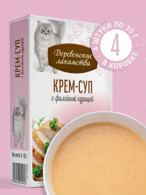 Деревенские лакомства 0,035кг*4шт крем-суп с филейной курицей, пауч (76050953) фото